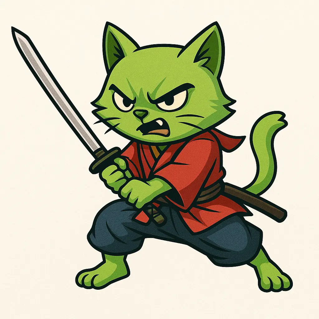WasabiCat as a samurai warrior